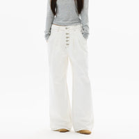 جينز بنطال بأزرار واسعة الساق 