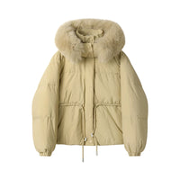 모피 트림 겨울 후드 다운 퍼퍼 재킷 