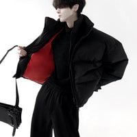 Veste matelassée à col montant avec doublure contrastante 