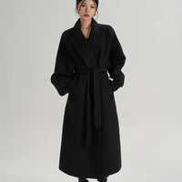 ロングウールベルト付きオーバーコート 