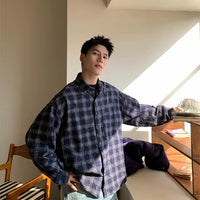 Camisa de Manga Larga de Algodón a Cuadros Cepillados 