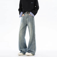 Wide Leg Straight Fit Denim Pants