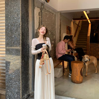 Long Sleeve Knit Color Block Sundress