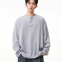 تي شيرت هينلي طويل الأكمام ذو القوام 