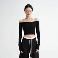 Off-Shoulder Long Sleeve Crop Top