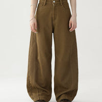 Fleece-Lined Wide-Leg Cotton Jeans