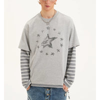 Retro Yapay Katmanlı Yıldız Grafik Tişört 