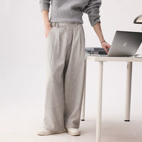 Wide-Leg Floor-Length Casual Pants
