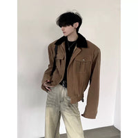 Suede Padded Shoulder Short Jacket