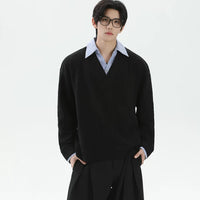 سويت شيرت بياقة مزيفة متعددة الطبقات 