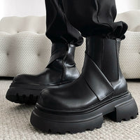 PU Leather Chelsea Boots with Zipper