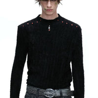 تي شيرت بقلنسوة بأكمام طويلة من الفليس 