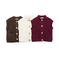 Gilet en tricot épais avec boutons et poches 