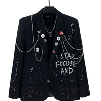 Graffiti Chain Detail Loose Jacket