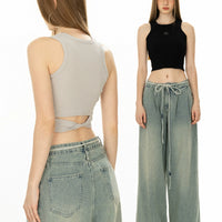 Top Cropped Canellado com Costas Abertas 