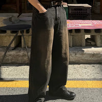 Retro Distressed Wide-Leg Jeans