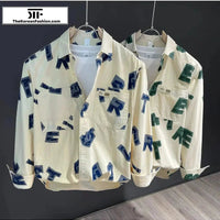 Letter Print Shirt Chest Double Pockets