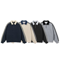 Half-Zip Three-Stripe Polo Sweatshirt