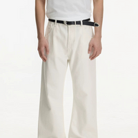 بنطلون جينز مستقيم الساق مع حافة طفيفة 