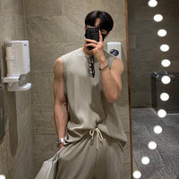 Pleated Sleeveless Vest and Pants