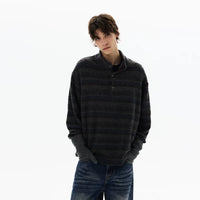 سويتر مزرر بياقة مزيفة مخططة 