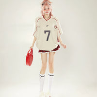 Loose Baseball Jersey Style Short Sleeve Top
