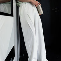 Wide-Leg Straight Pleated Pants