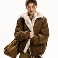 Sahte Kürk Astarlı Pamuk Kış Montu 