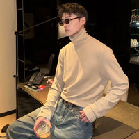 Yüksek Yaka Fırçalanmış Uzun Kollu Tişört 