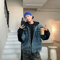 Veste en jean matelassée avec capuche amovible 