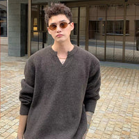 V-neck Loose Knit Casual Sweater