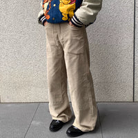 سروال كاجوال واسع الساق من قماش الكوردوروي 