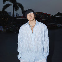 Camisa de ajuste relajado con patrón de corazón texturizado 