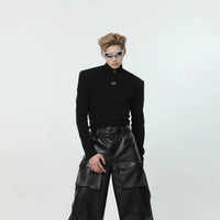 Slim-fit Stand Collar Long-sleeved T-shirt