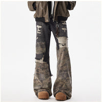 Patchwork Camouflage Flared Jeans