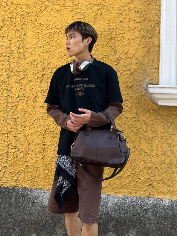 Lær En-skulder Stor Kapasitet Crossbody Bag 