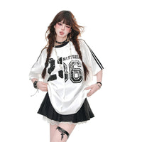 T-shirt graphique de sport à rayures coupe ample 