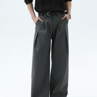 بنطال فستان واسع مخطط مع طيات 