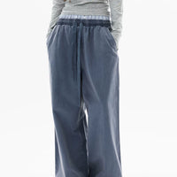 سروال واسع الساق بخصر مزدوج 