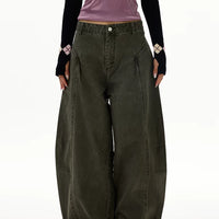 بنطال كارغو بقصة واسعة وقص مستقيم من ريترو 