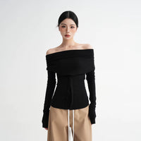 Off-Shoulder Slim Fit Long Sleeve Top