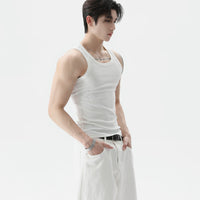 سترة رياضية بدون أكمام بتصميم ضيق مع حواف مضلعة 