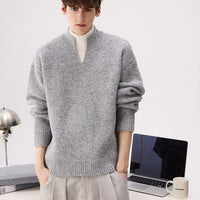 سويت شيرت محبوك بطبقات بياقة مرتفعة من قطعتين 