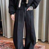 Wide-Leg Winter Stitching Pants