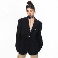 Black Zipper Oversized Blazer