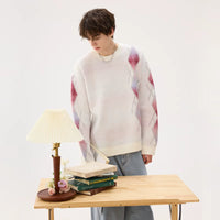 Maglione a girocollo con motivo a diamante sfumato 