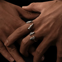 طقم خواتم طبقات اللهب المعدنية 