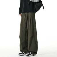 Wide-Leg Pleated Drawstring Sweatpants