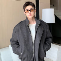 Giacca in lana a spalle larghe de-costruita 3D 