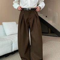 Faltenfreie Wollweite-Leg Gerade Hose 